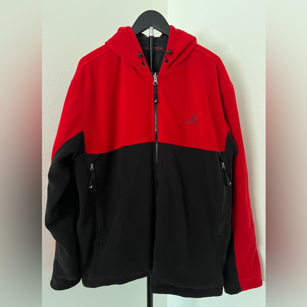 Nautica Reversible Jacket XL 🔥 Windbreaker + Fleece Hoodie 2-in-1 | Like New